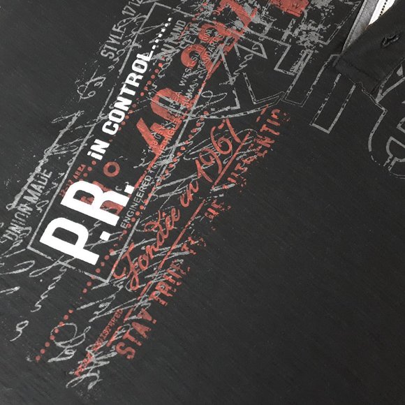 Project Raw Black Long Sleeve Graphic Printed Polo T-Shirt - Picture 9 of 16